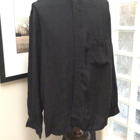 EQUILIBRIO  Men's Italian Dress Shirt Long Sleeve XL Business Casual Black - Picture 2 of 2